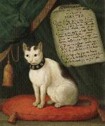 unknow artist Portrait of Armellino the Cat with Sonnet oil on canvas